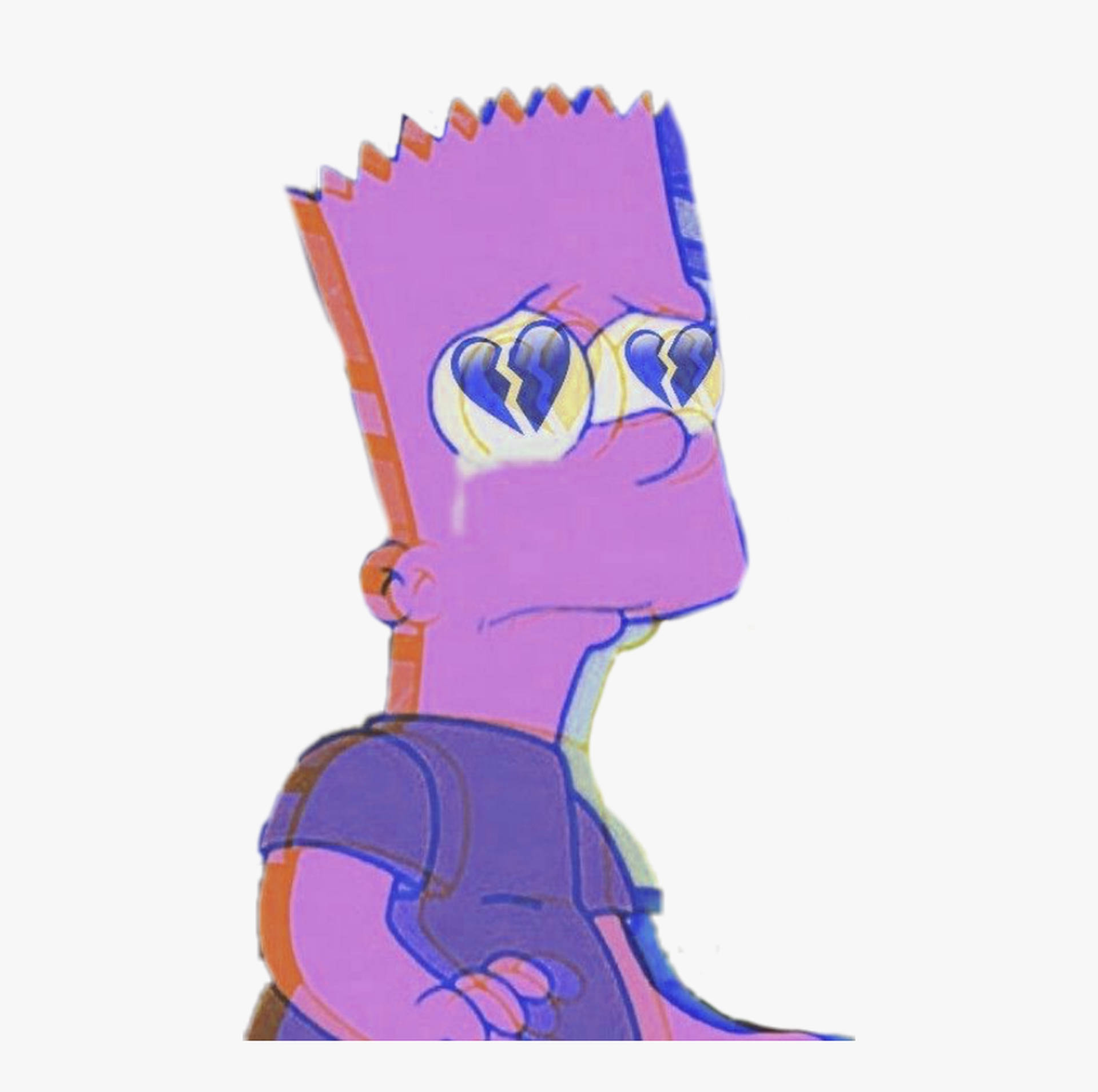 Sad Bart Simpsons Purple Art Wallpaper