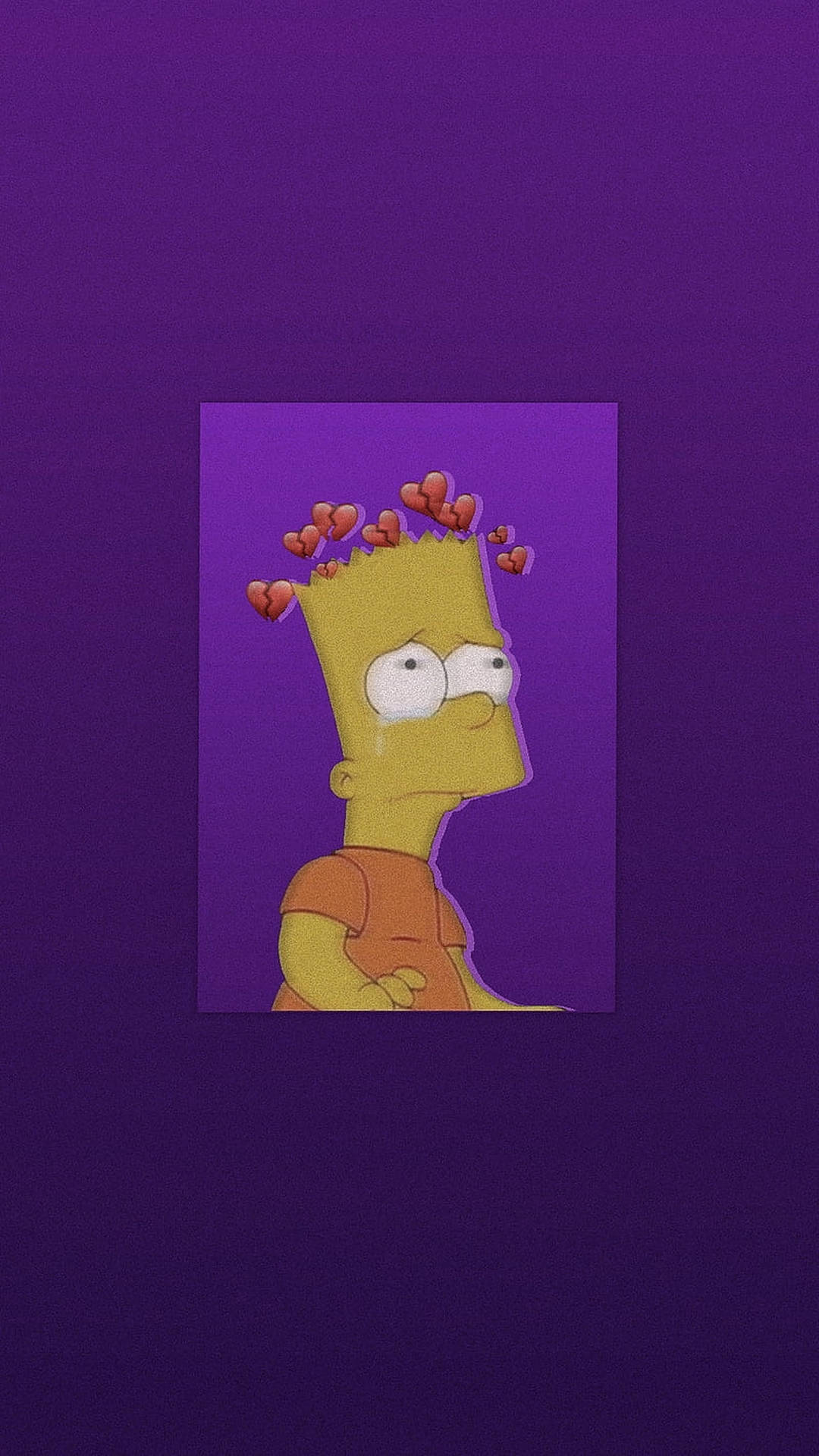 Sad Bart Simpsons Purple Gradient Art Wallpaper