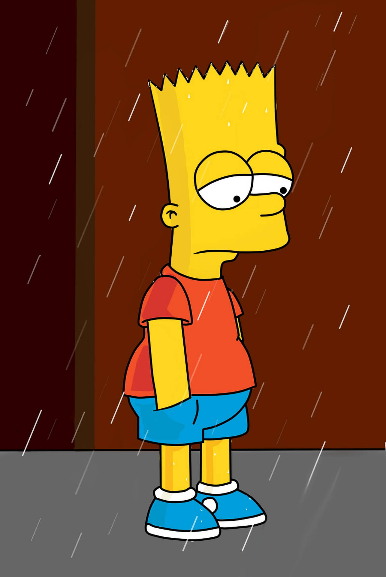 Sad Bart Simpsons Raining Wallpaper