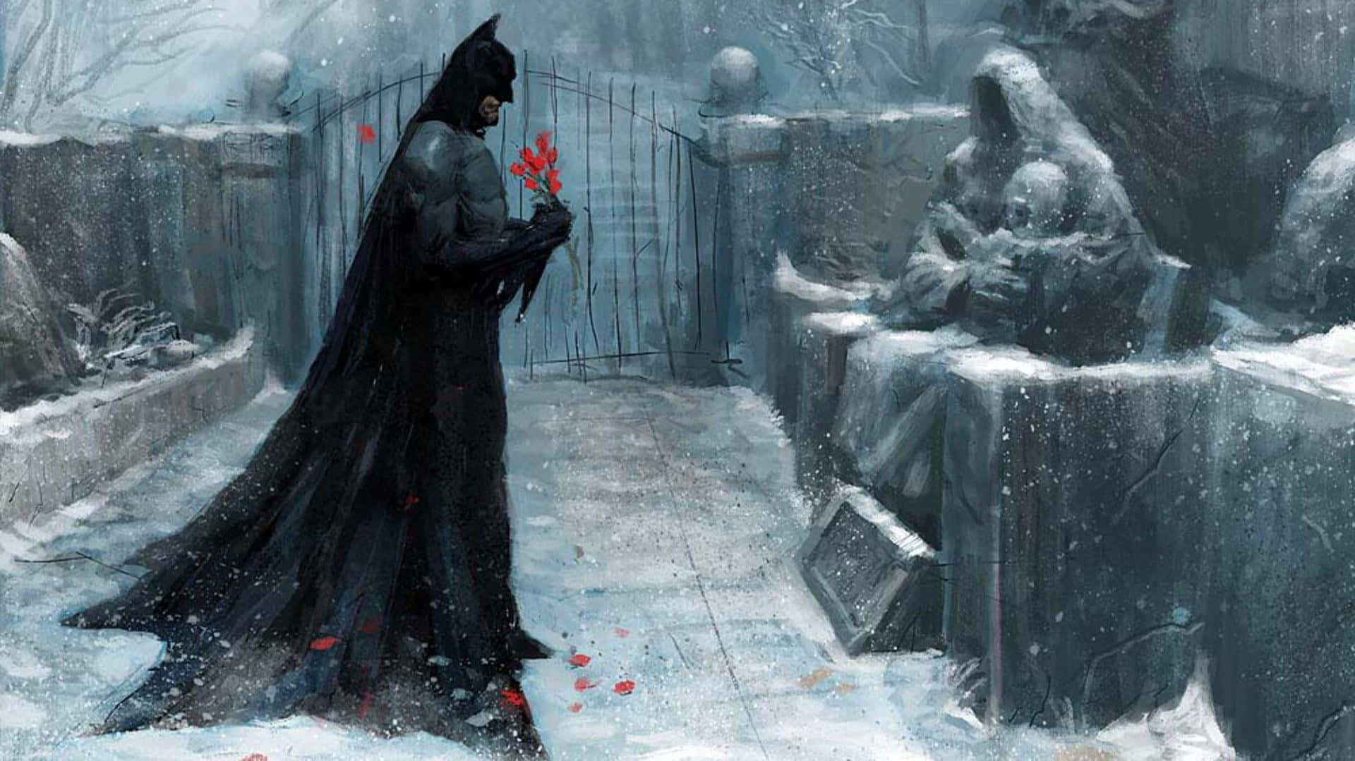 Sad Batman In Snow Wallpaper