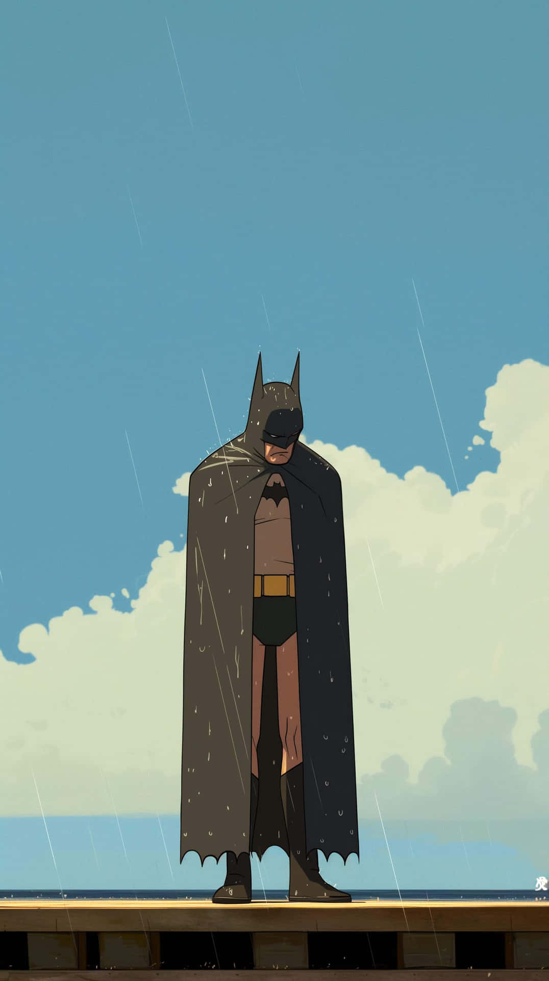 Sad Batman Standing Alone Wallpaper