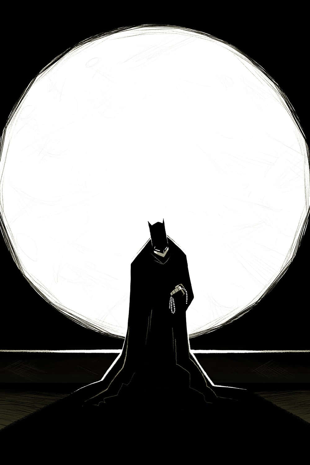 Sad Batman Under Full Moon Wallpaper