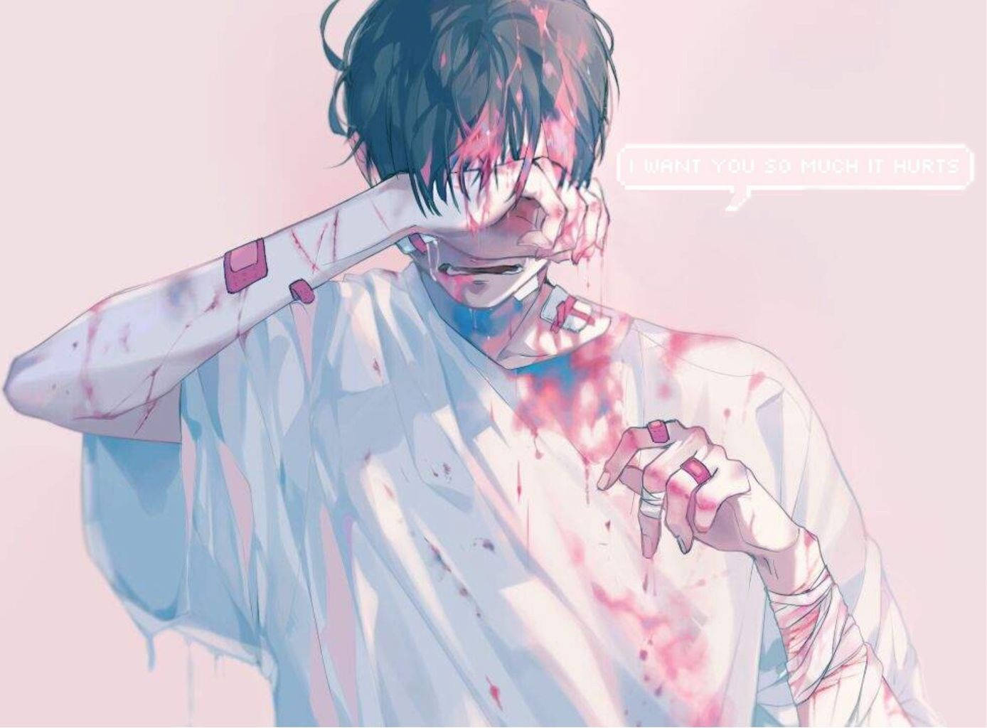 Sad Bloody Anime Boy Aesthetic Wallpaper