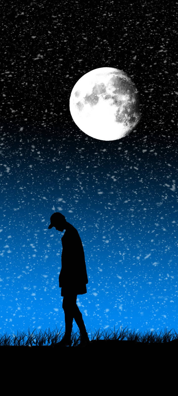 Sad Boy Anime Blue And Black Wallpaper
