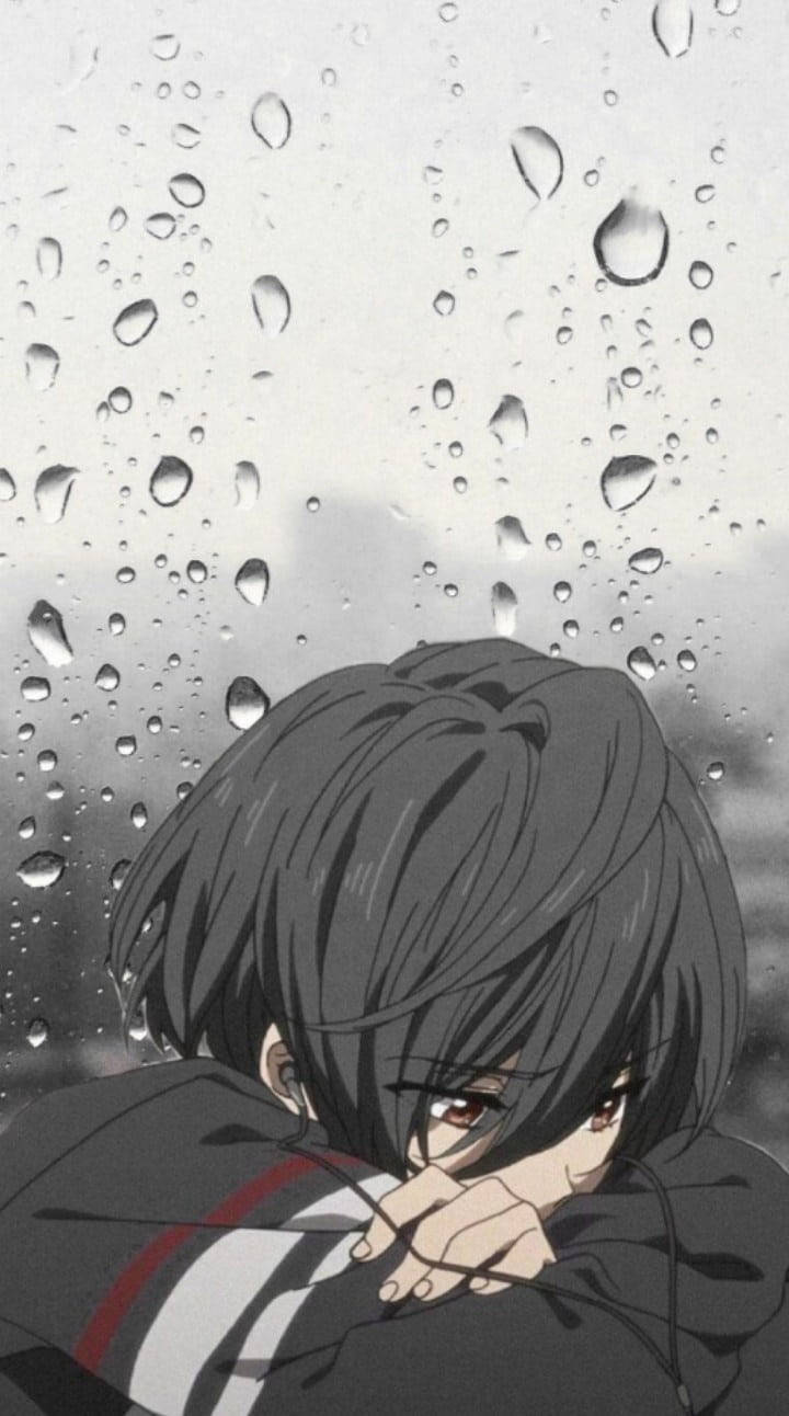 Download Sad Boy Anime Rain Wallpaper 