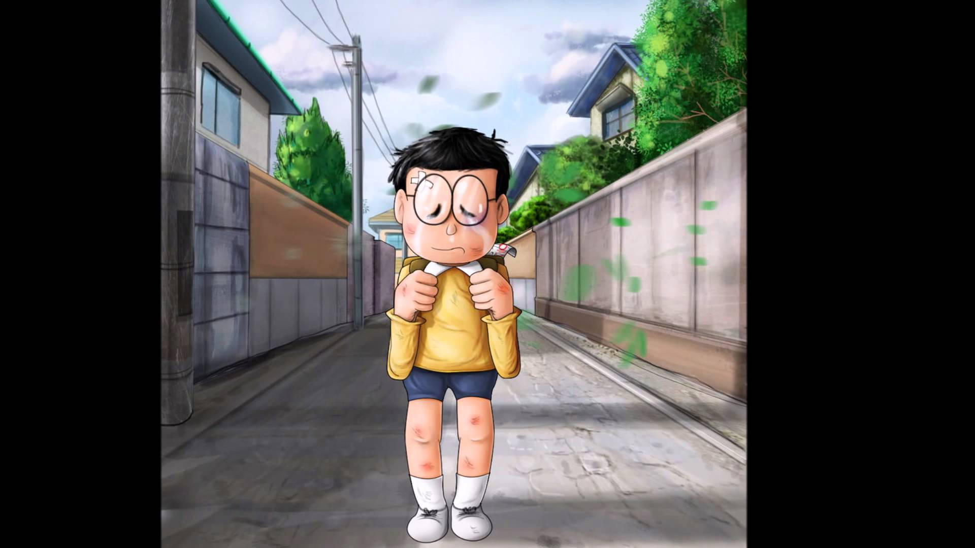 Sad But Cute Nobita Walking Home
