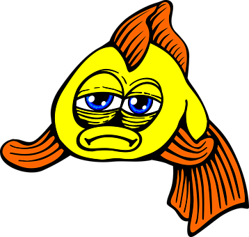 Sad Cartoon Fish Illustration PNG