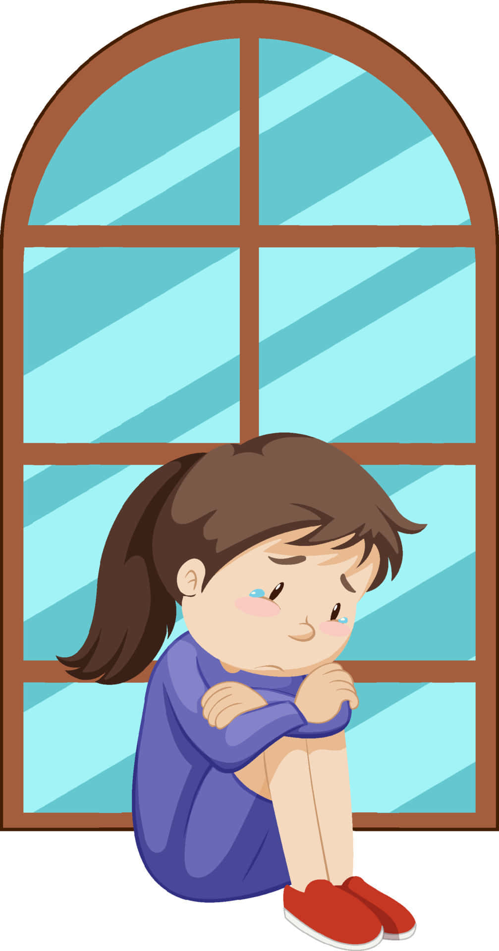 Sad Cartoon Girlby Window Wallpaper