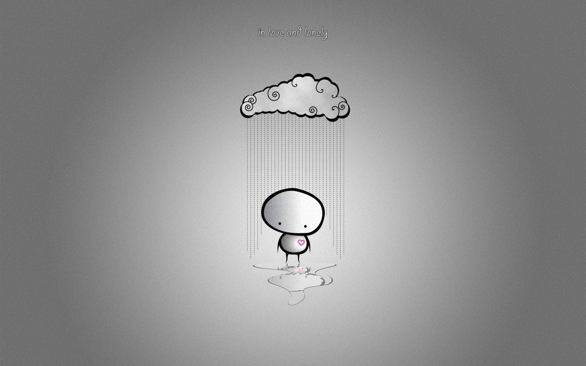 Download Sad Cartoon In Love And Lonely Wallpaper 