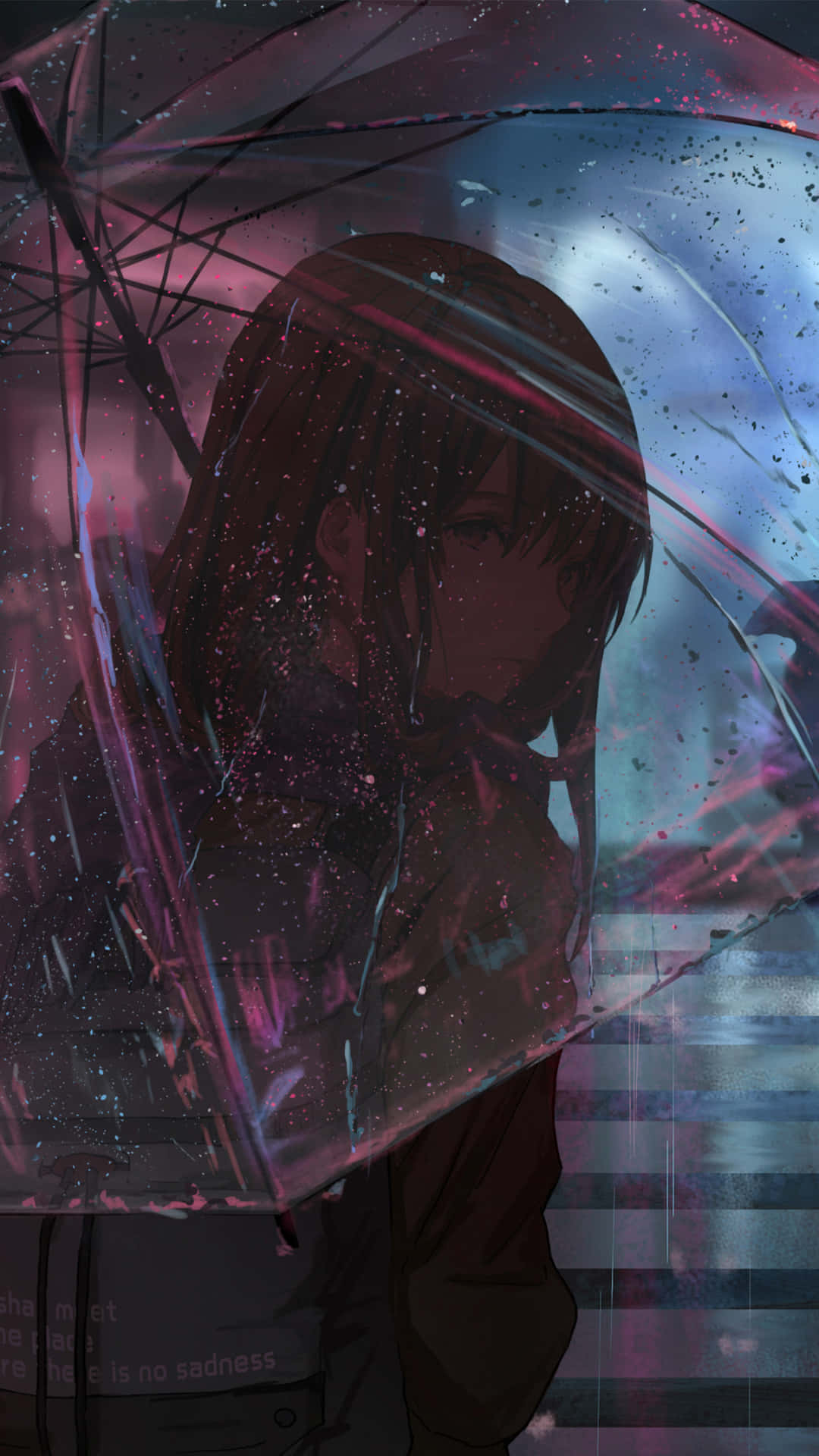 Sad Crying Anime Girl With An Umbrella Wallpaper