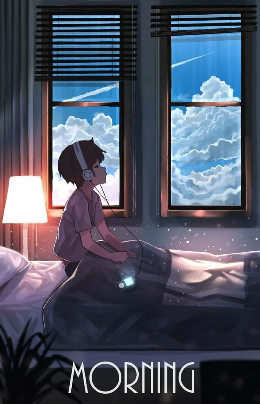 Unasolitaria Figura De Anime Oscuro En Medio Del Cielo Nocturno. Fondo de pantalla