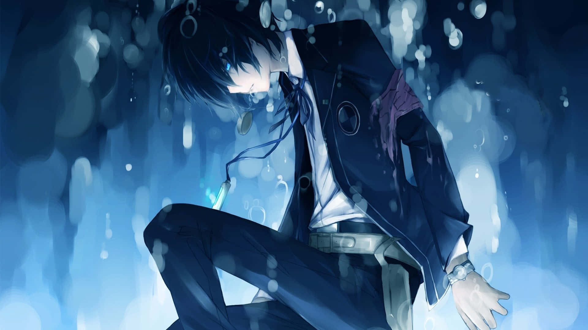 A Somber Reflection: Anime Character in Despair Wallpaper