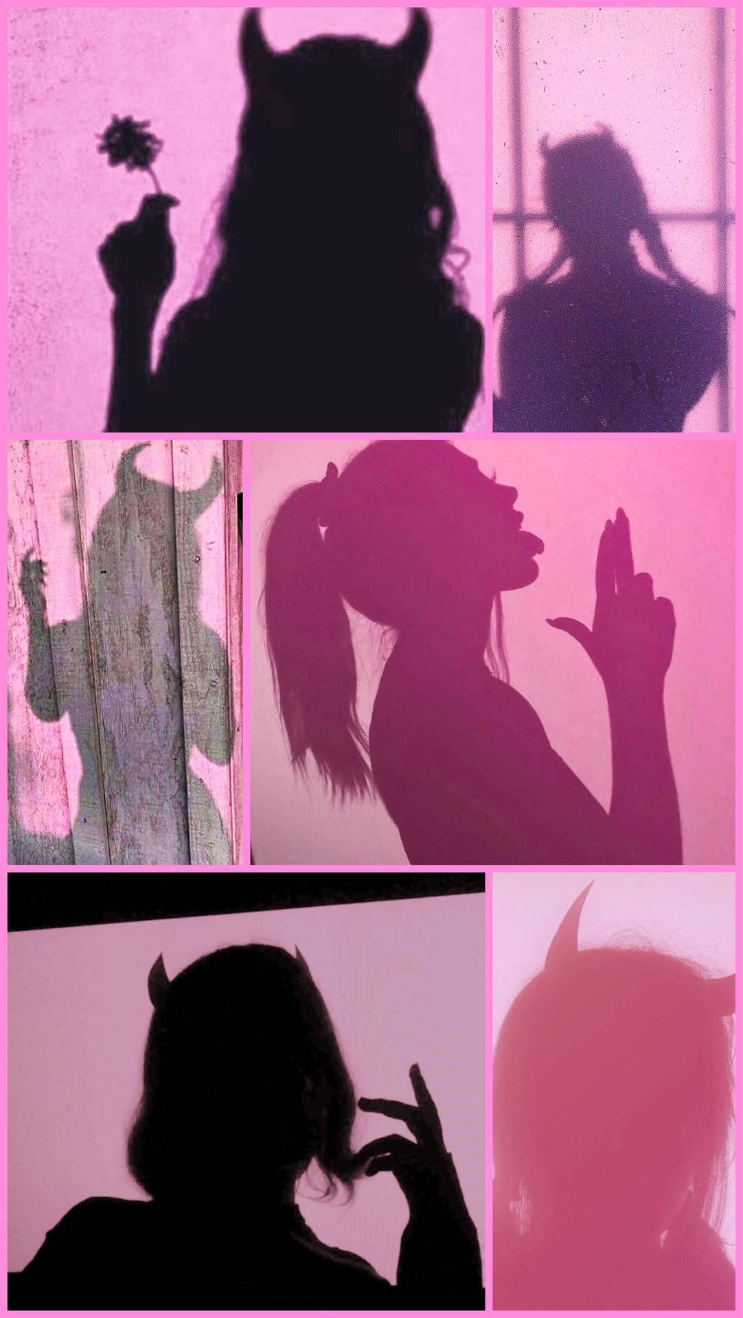 A Collage Of Shadows Of A Woman With Horns Wallpaper