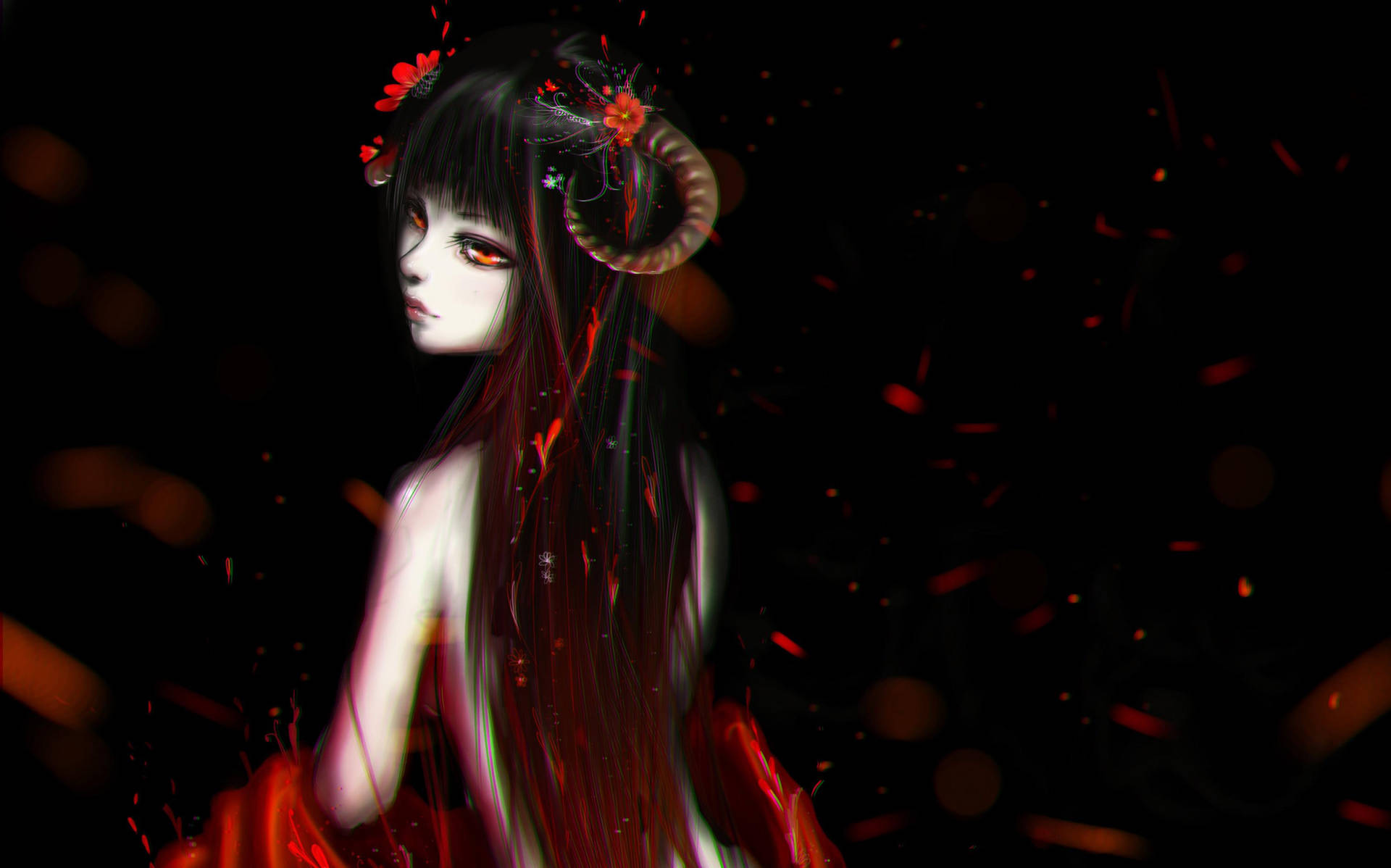"Sad Demon Girl Casts a Shadow over Her Sorrows" Wallpaper