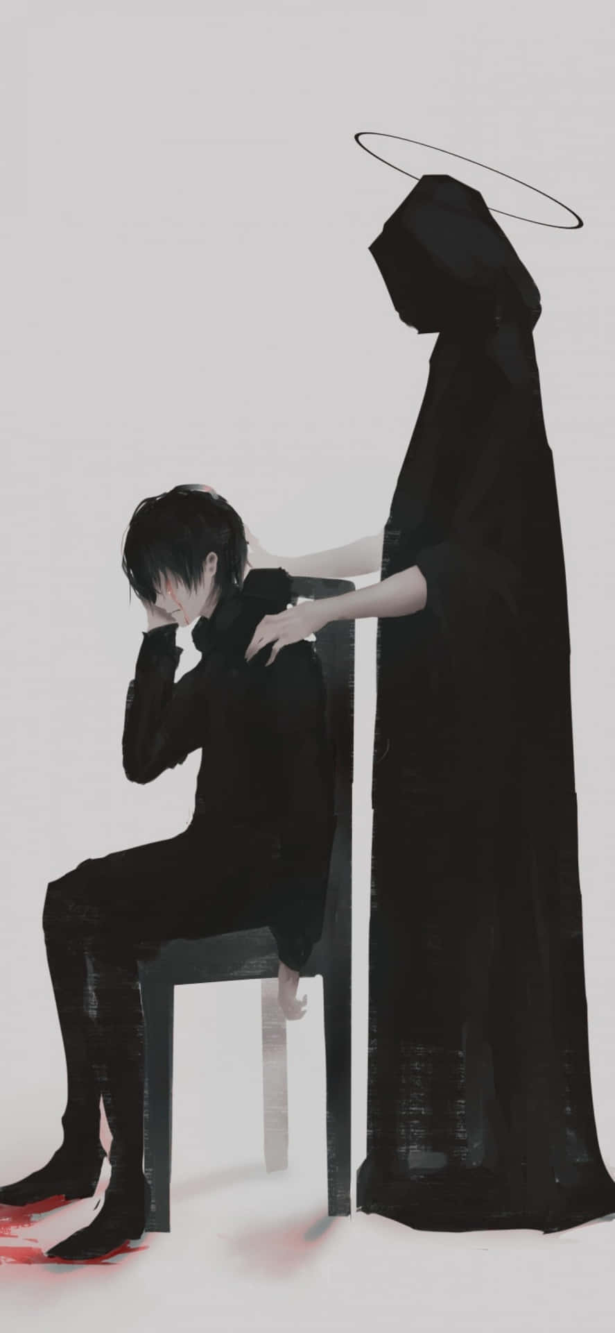 Sad Depressing Anime Boy Crying Grim Reaper Wallpaper