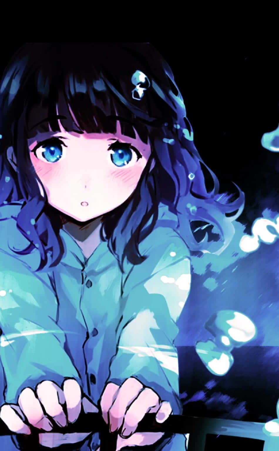 Trist deprimerende anime-pige falder tårer tapet Wallpaper
