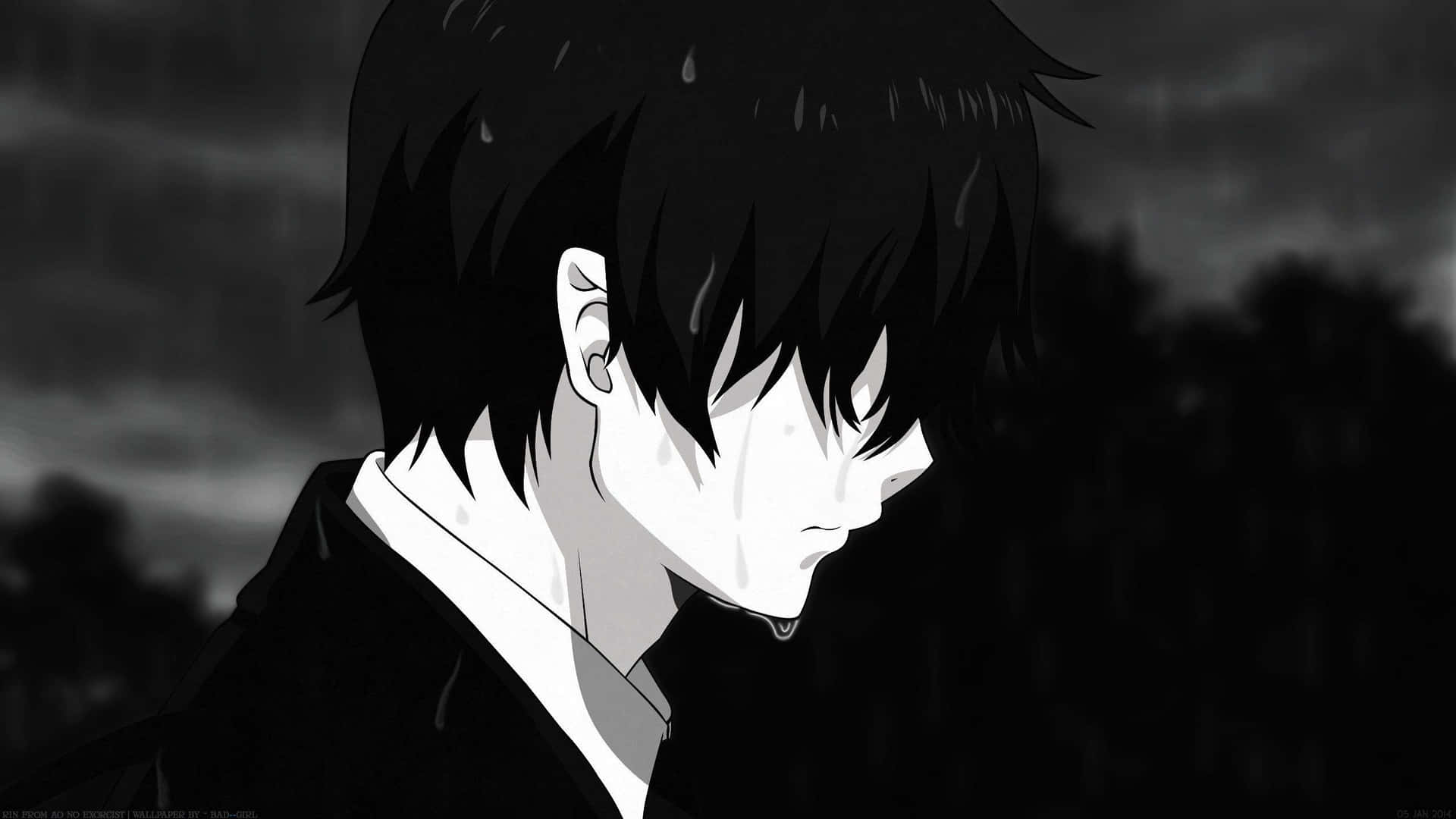Traurige,deprimierende Anime-wallpaper Von Rin Okumura Aus Blue Exorcist. Wallpaper