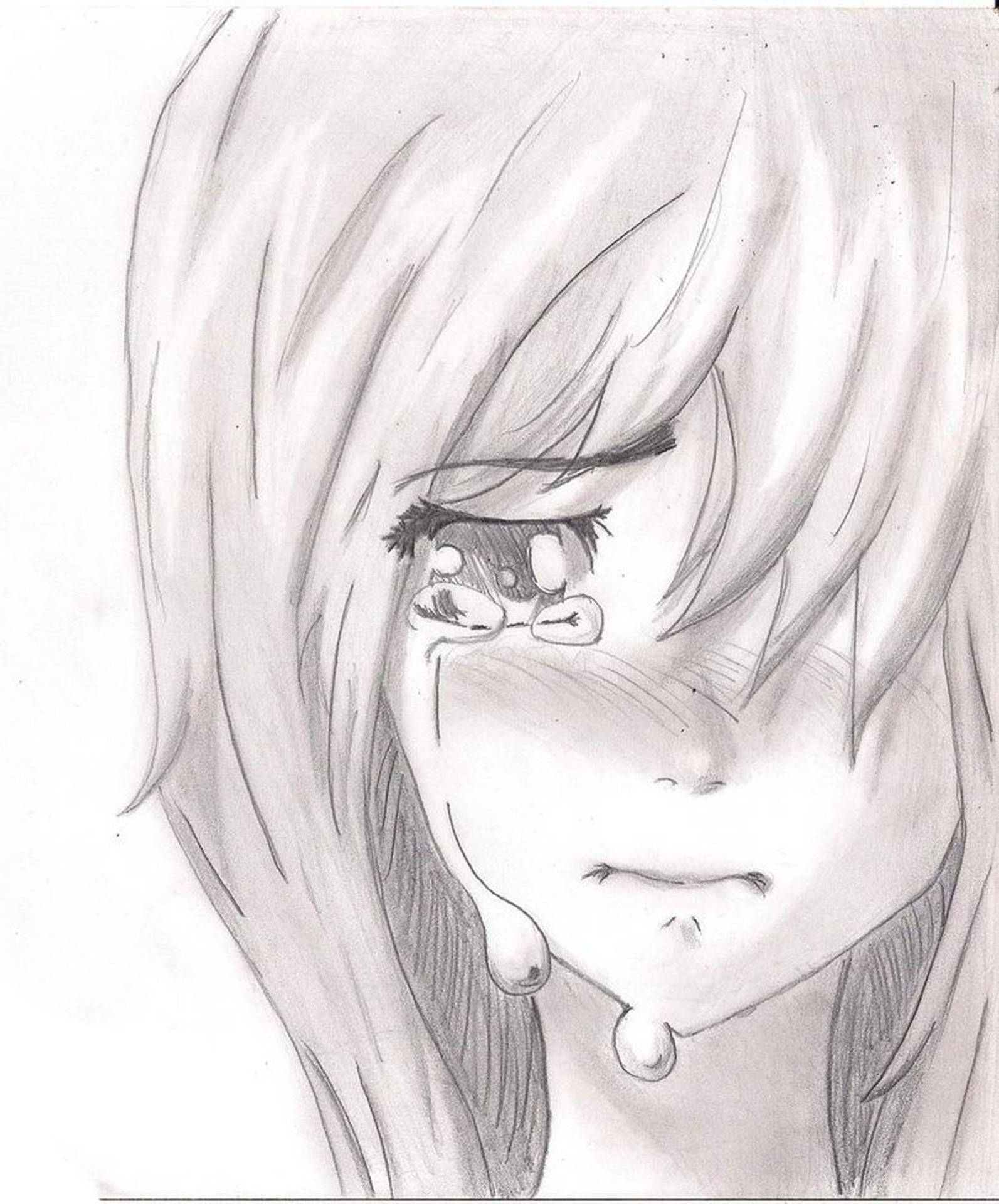 Sad Drawing Tears Pencil Sketch Wallpaper