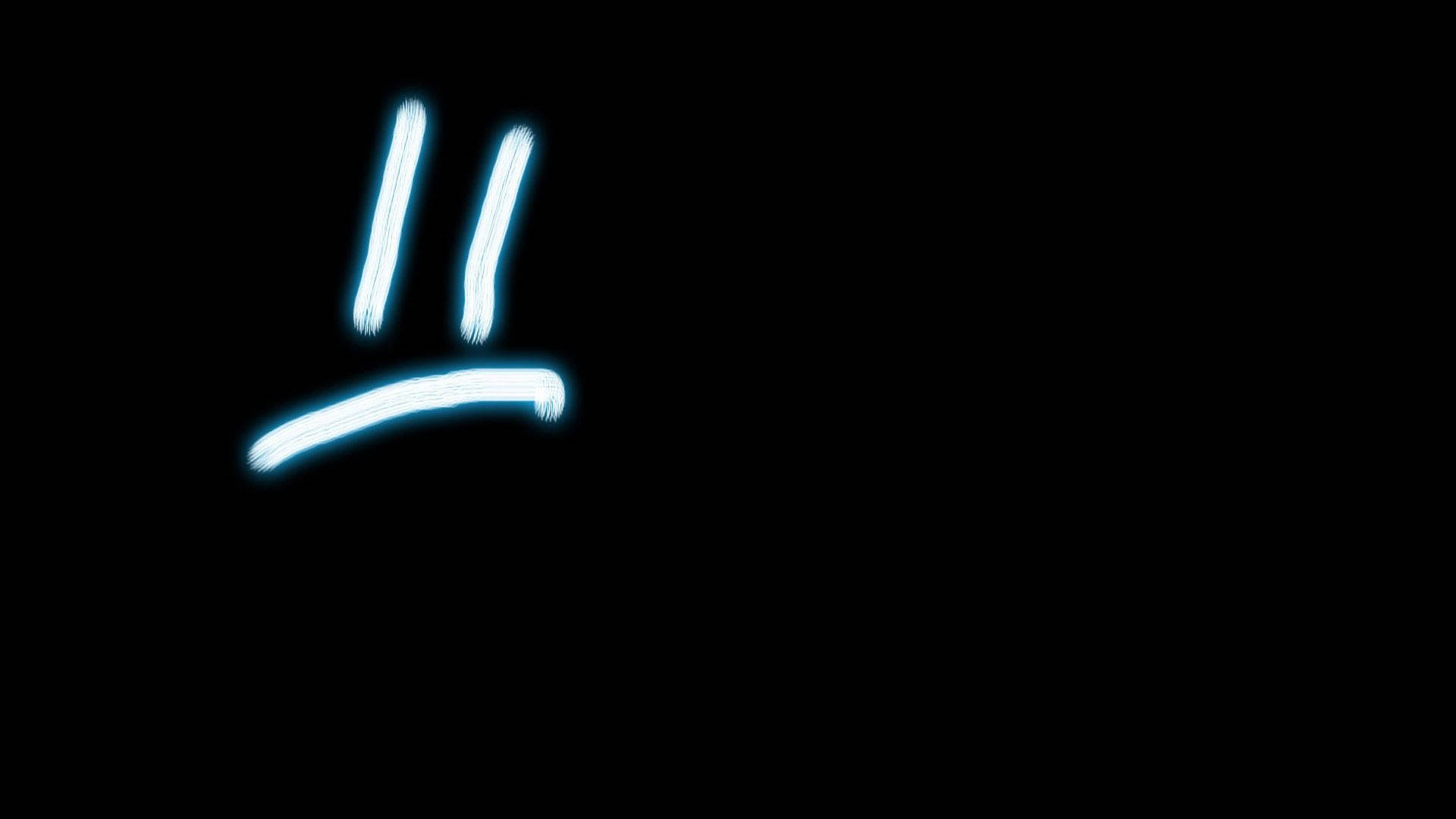 Líneasde Neón Azul Con El Emoji Triste. Fondo de pantalla