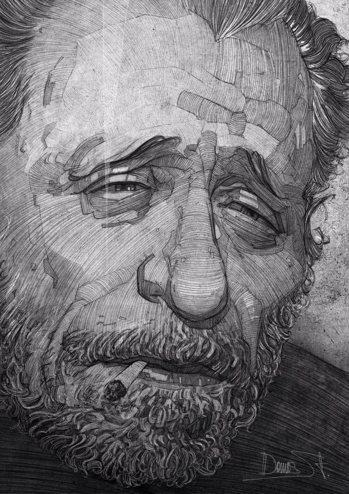 A Drawing Of An Old Man With A Beard