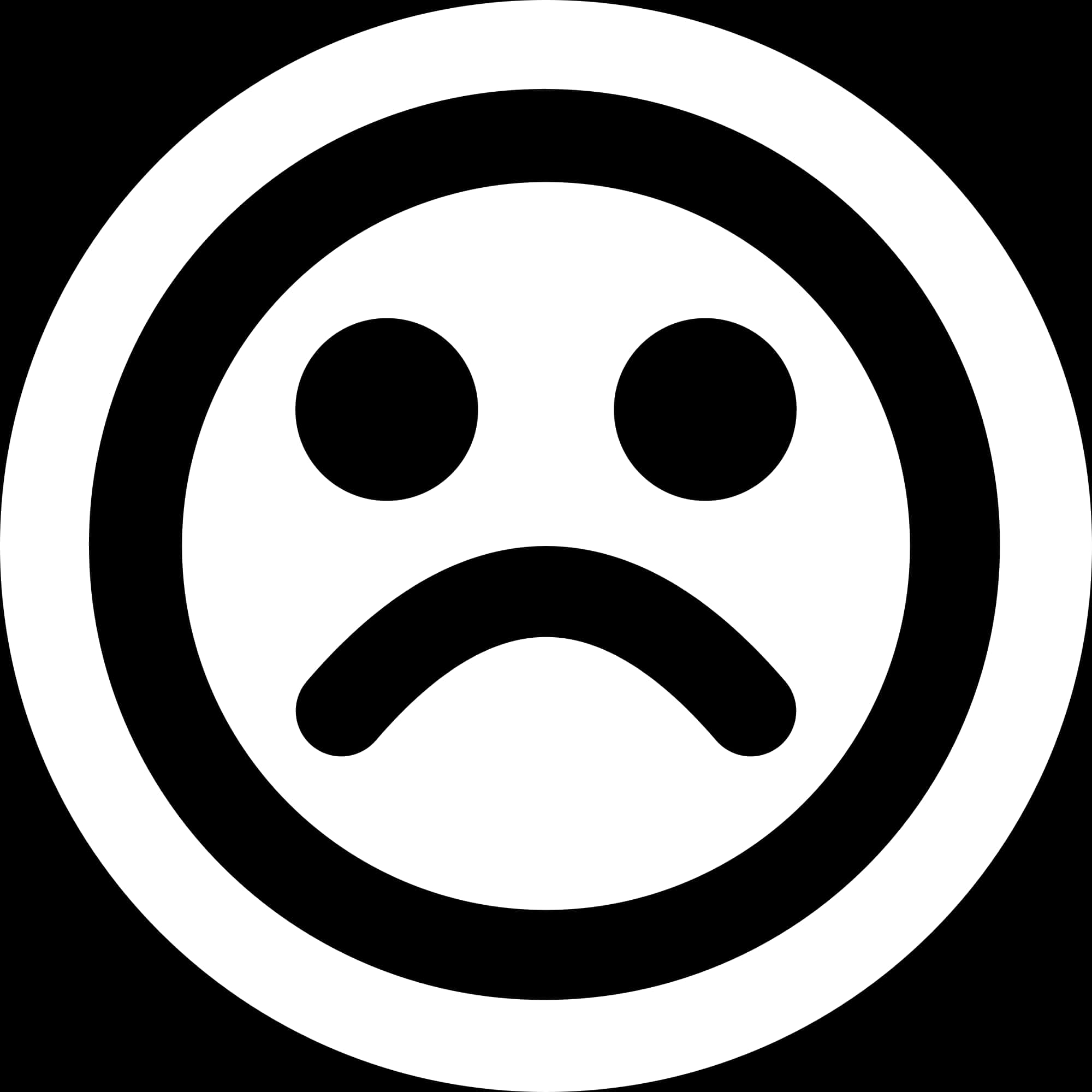 Blackand White Sad Face Icon PNG