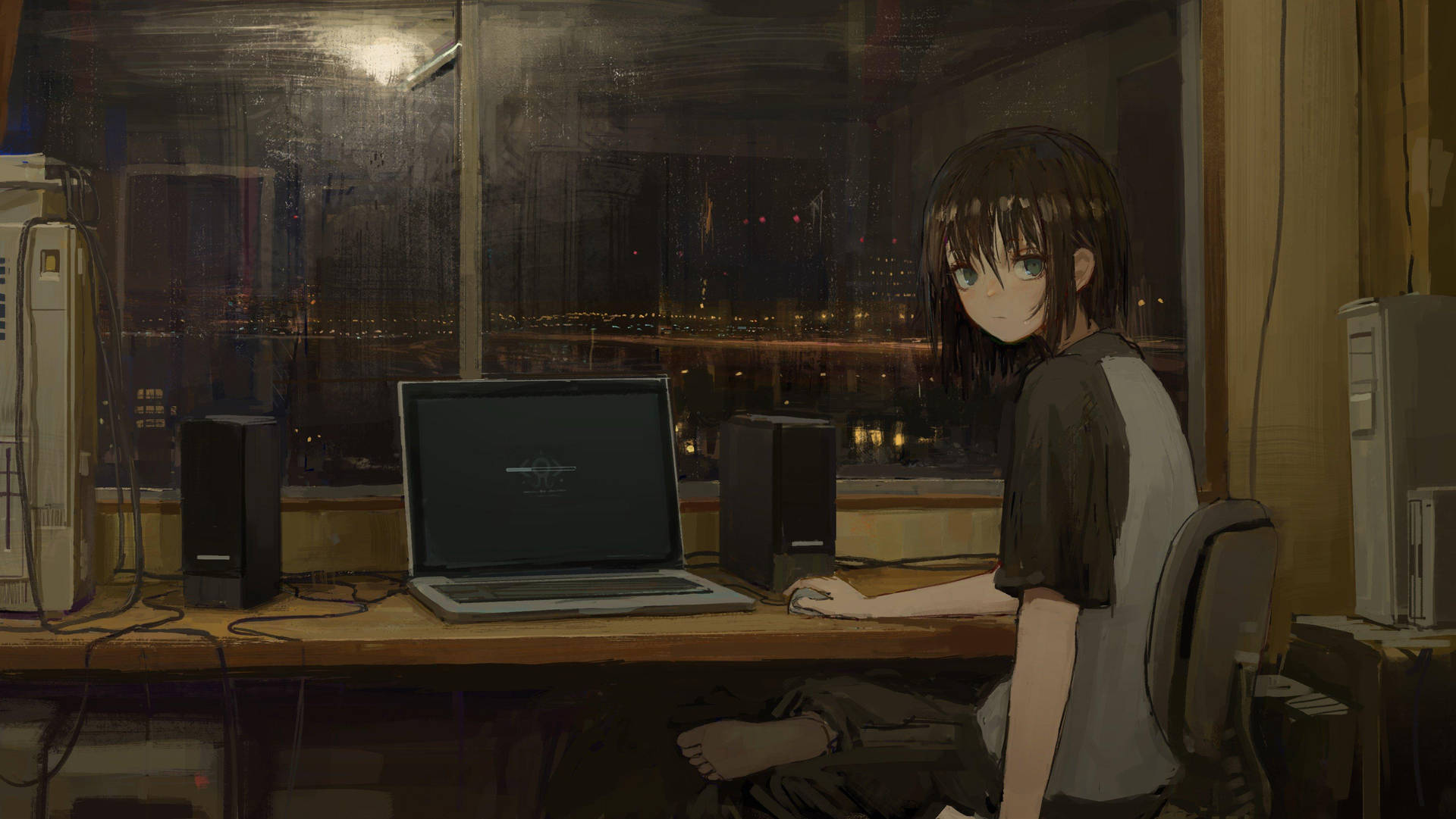 Sad Girl Aesthetic Anime Girl By Desk Picture