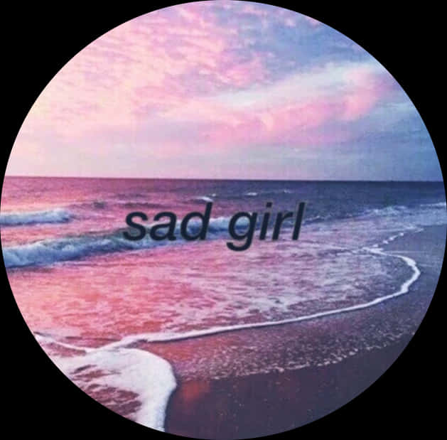 Sad Girl Beach Sunset Circle PNG