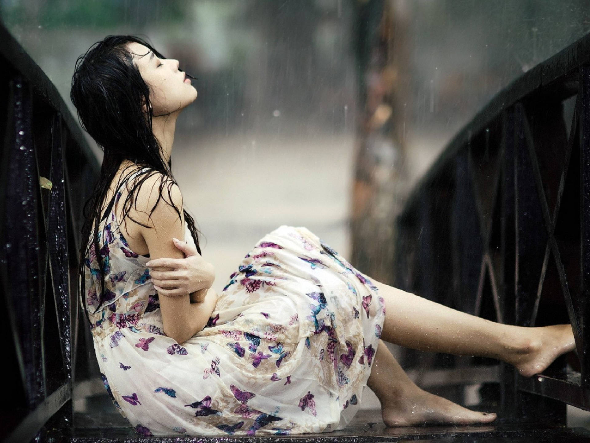 sad girl in rain