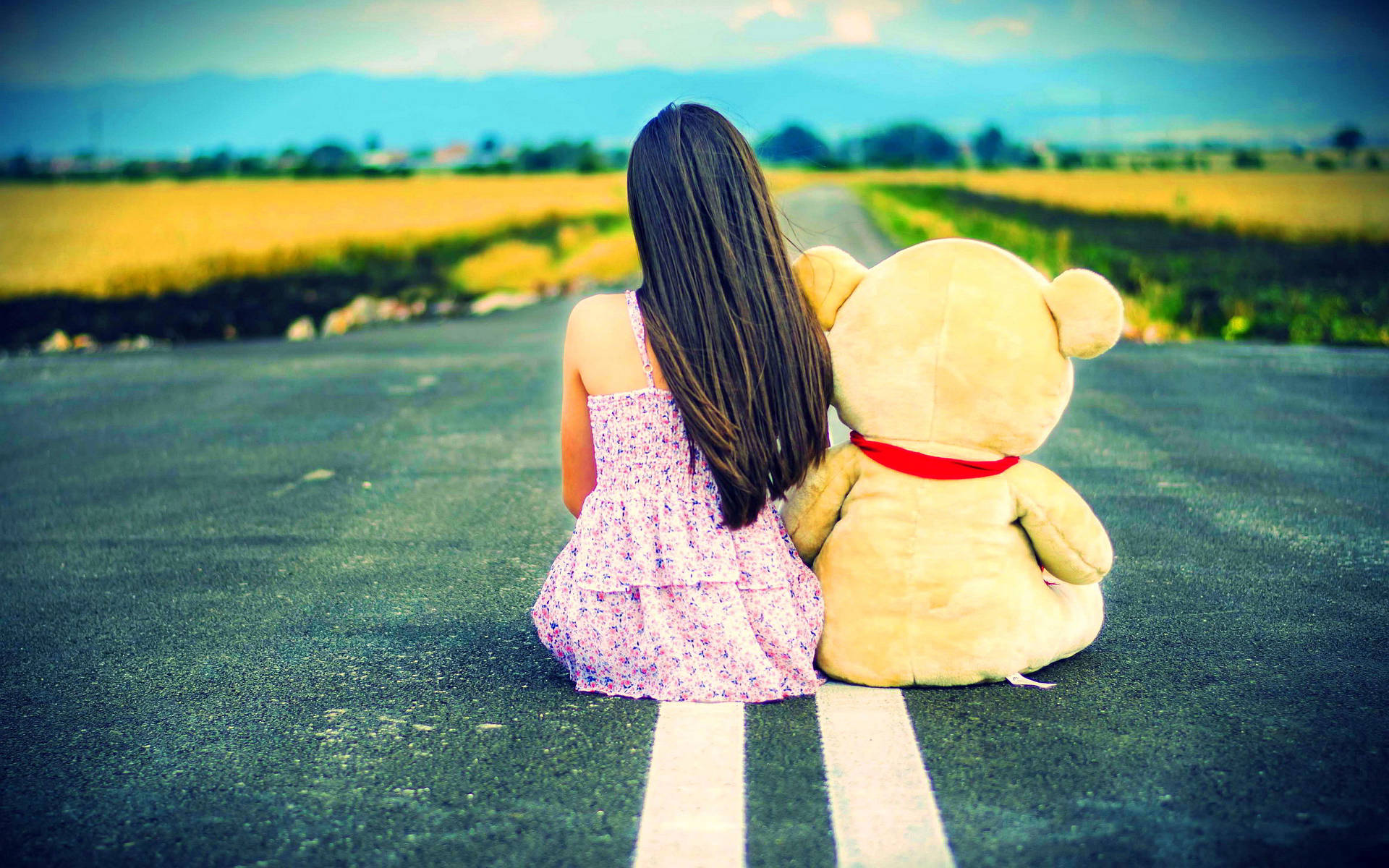 Sad Girl With Teddy Bear Wallpaper