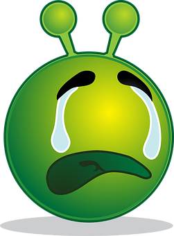 Sad Green Alien Cartoon PNG