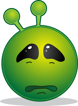 Sad Green Alien Cartoon PNG