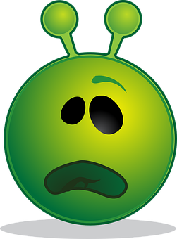 Sad Green Alien Cartoon PNG