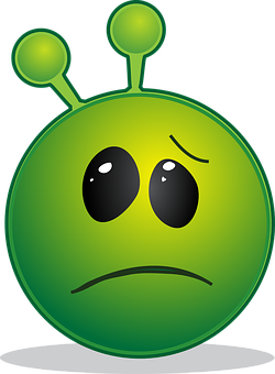 Sad Green Alien Cartoon PNG