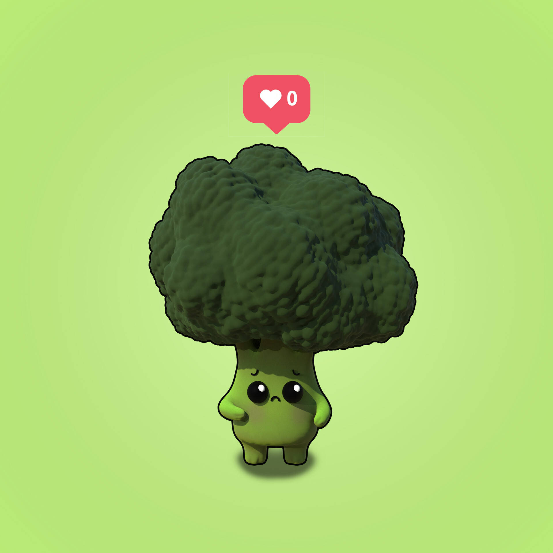 Sad Green Broccoli With Heart