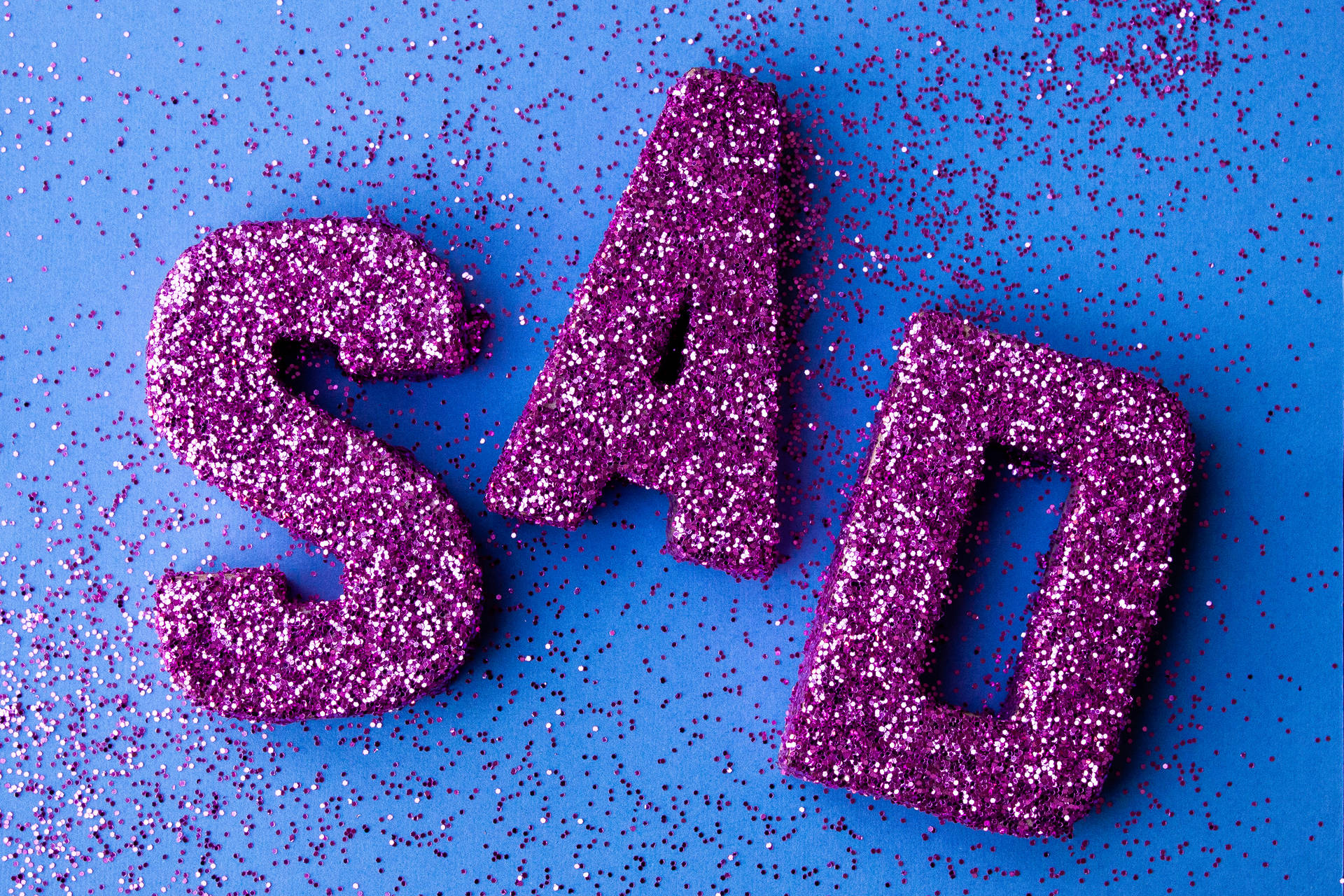 Sad Letters With Light Purple Glitter Background