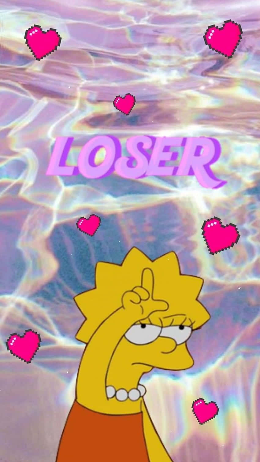 Simpsons-karakteren er i vandet med hjerter omkring hende. Wallpaper