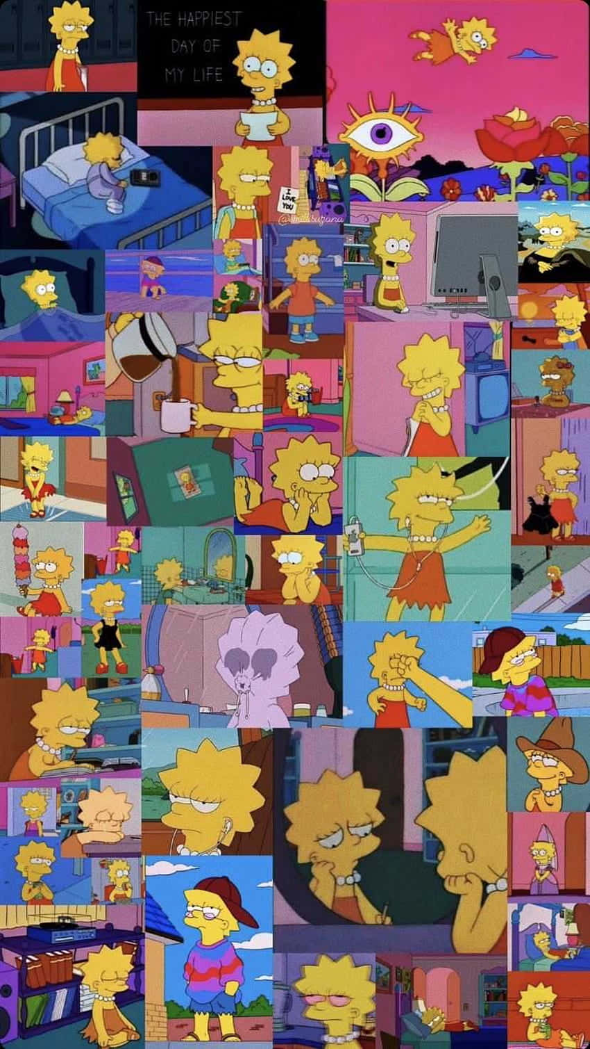 Deprimeret Lisa Simpson Sitter i en Trist Stilling Wallpaper