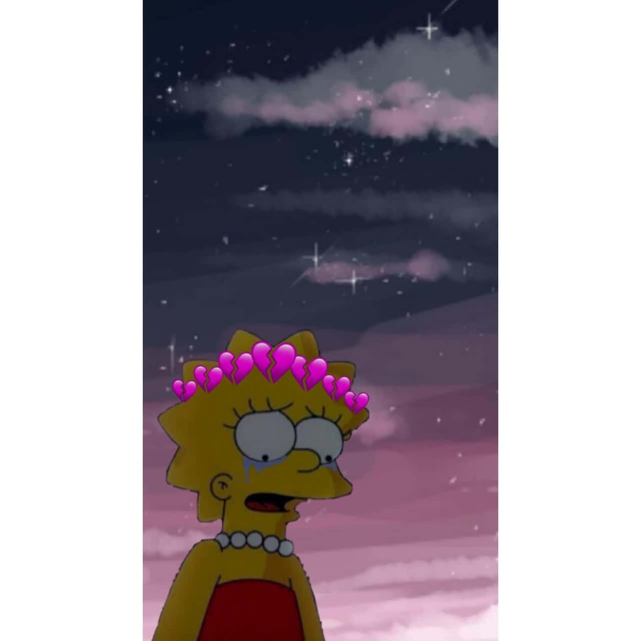 Simpsons i himlen med en krone Wallpaper