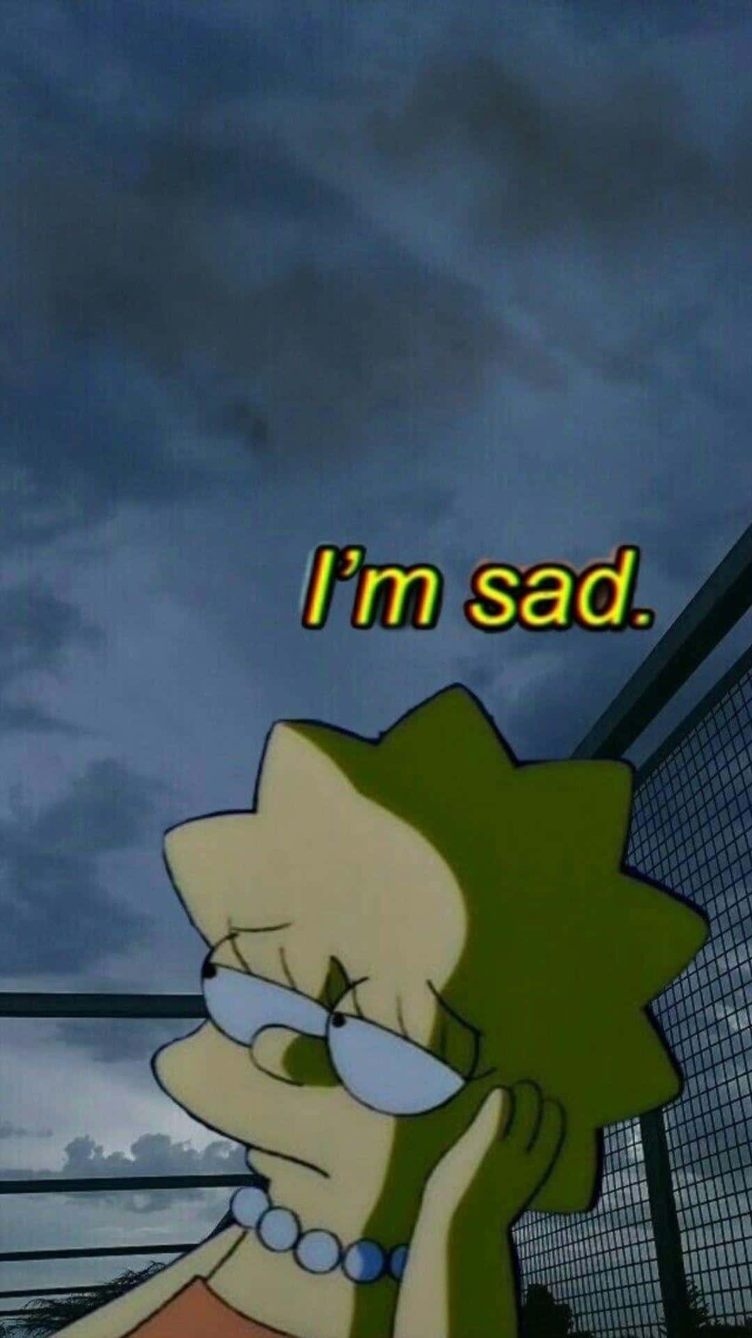 Sad Lisa Simpson On A Cloudy Day Wallpaper