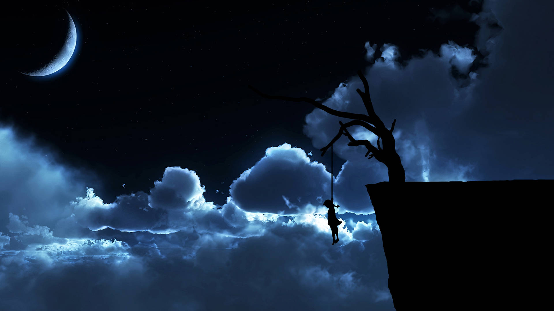 Look up to an empty night sky Wallpaper