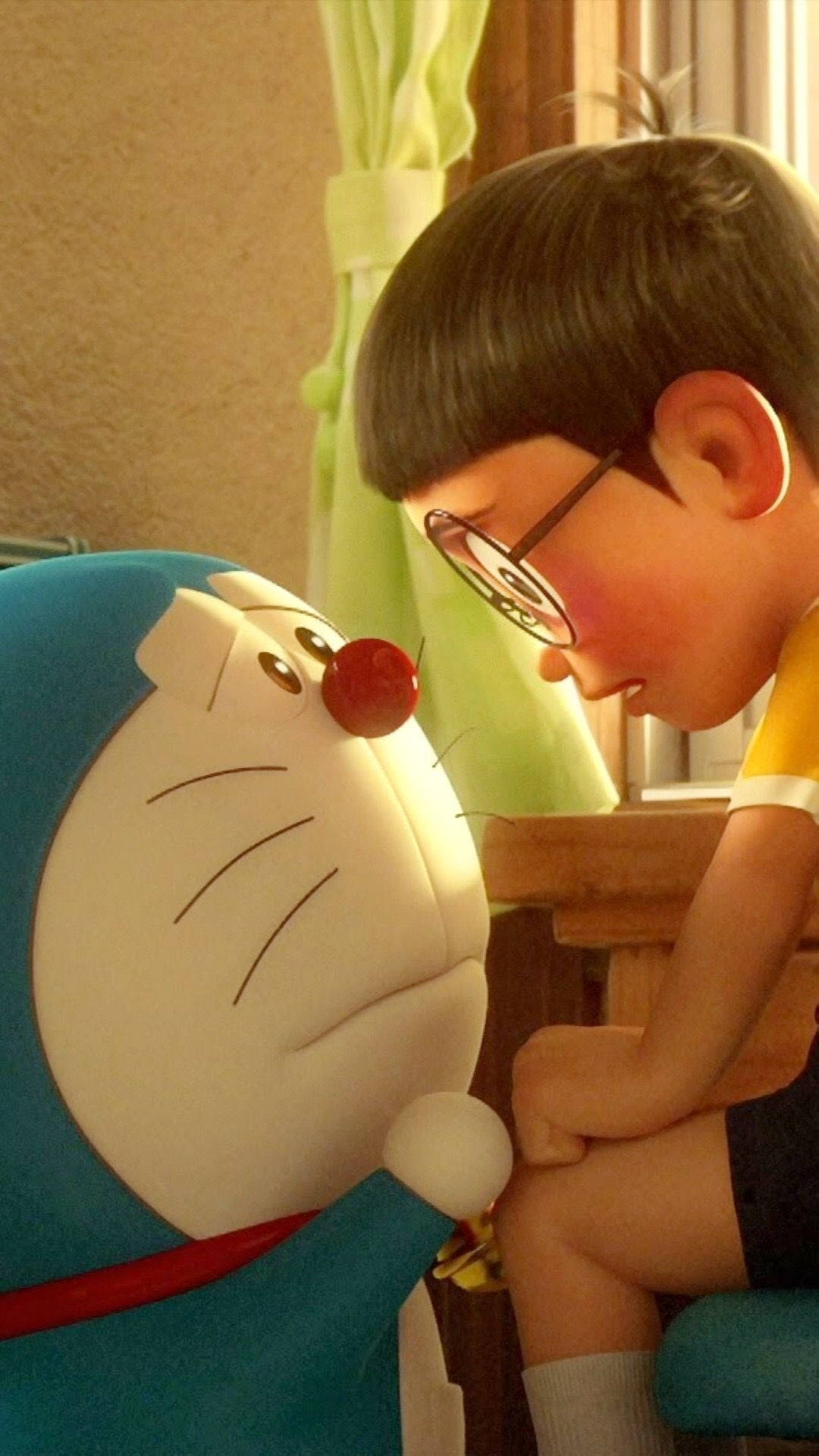 Sad Nobita Comforted By Doraemon Picture