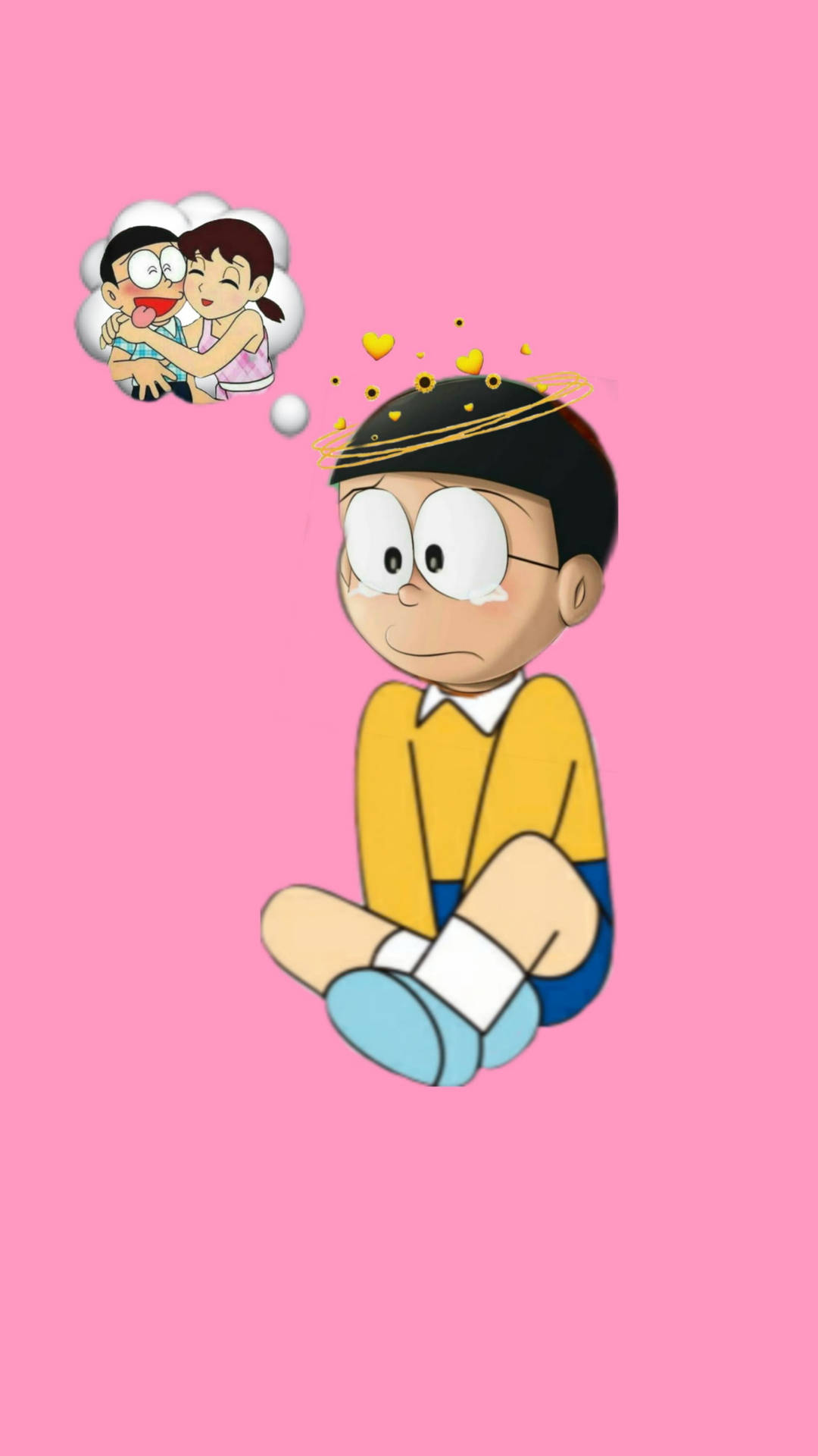 Sad Nobita Thinking About Shizuka Doraemon Background