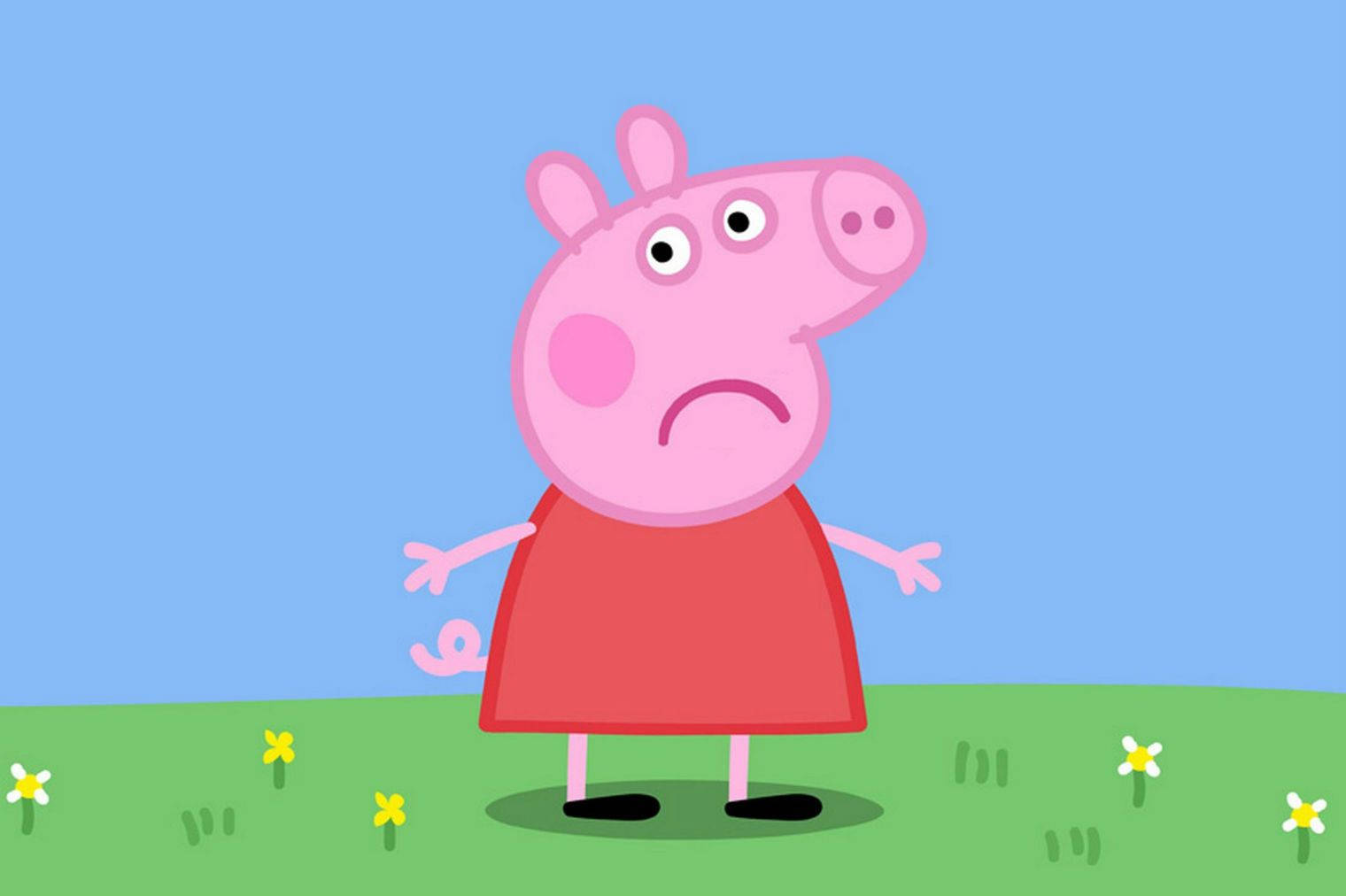 Peppa Pig with a sad face wallpaper.