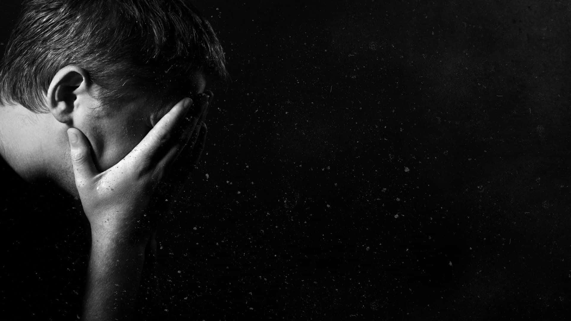 Sad Person On Black Background Picture