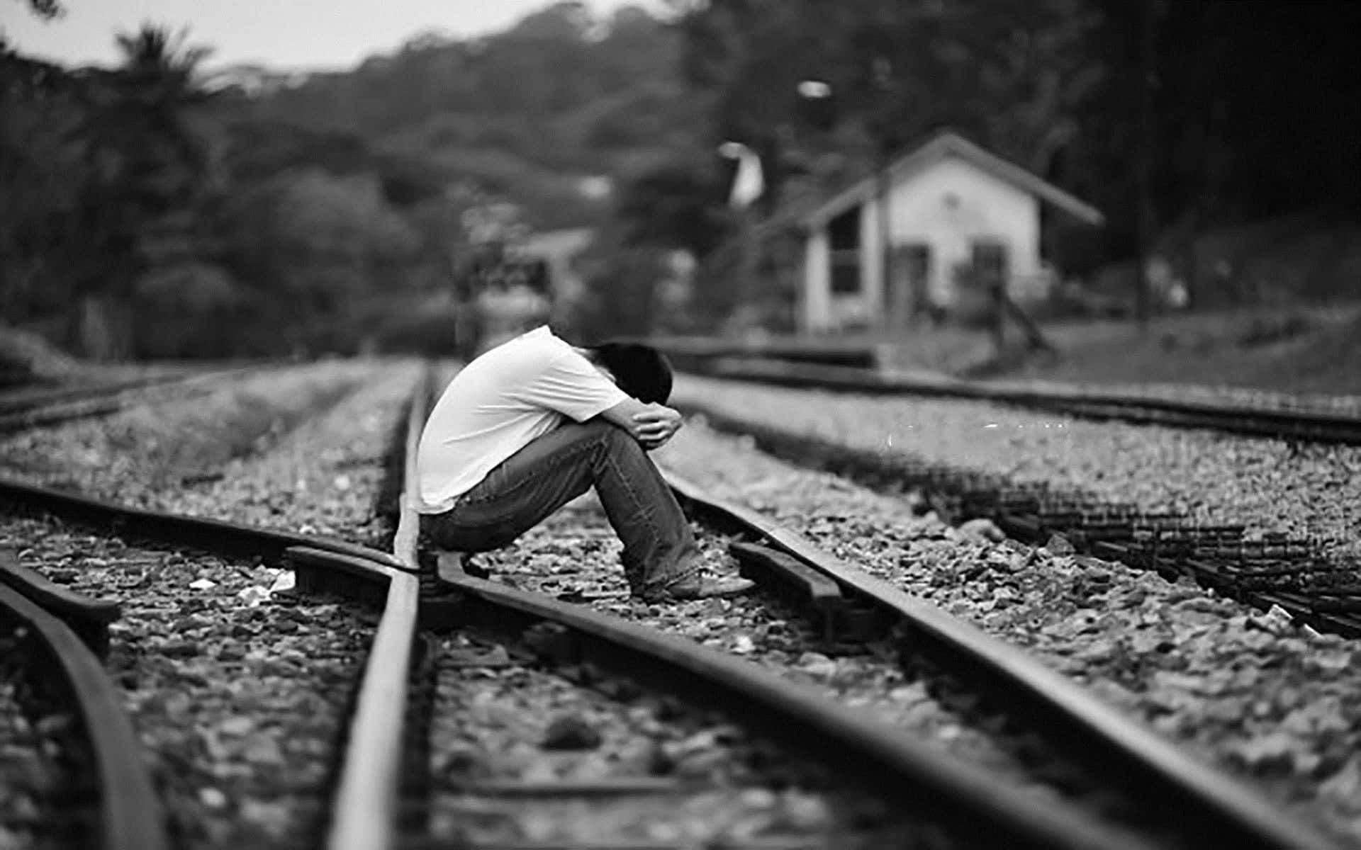 Sad Person On Railroad Picture