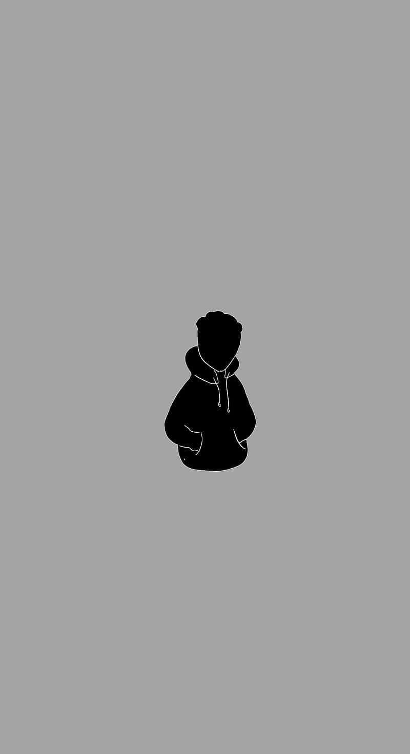 A Black Silhouette Of A Bear On A Gray Background