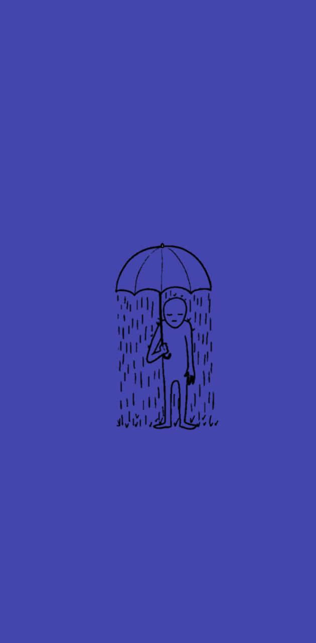 A Person Holding An Umbrella In The Rain