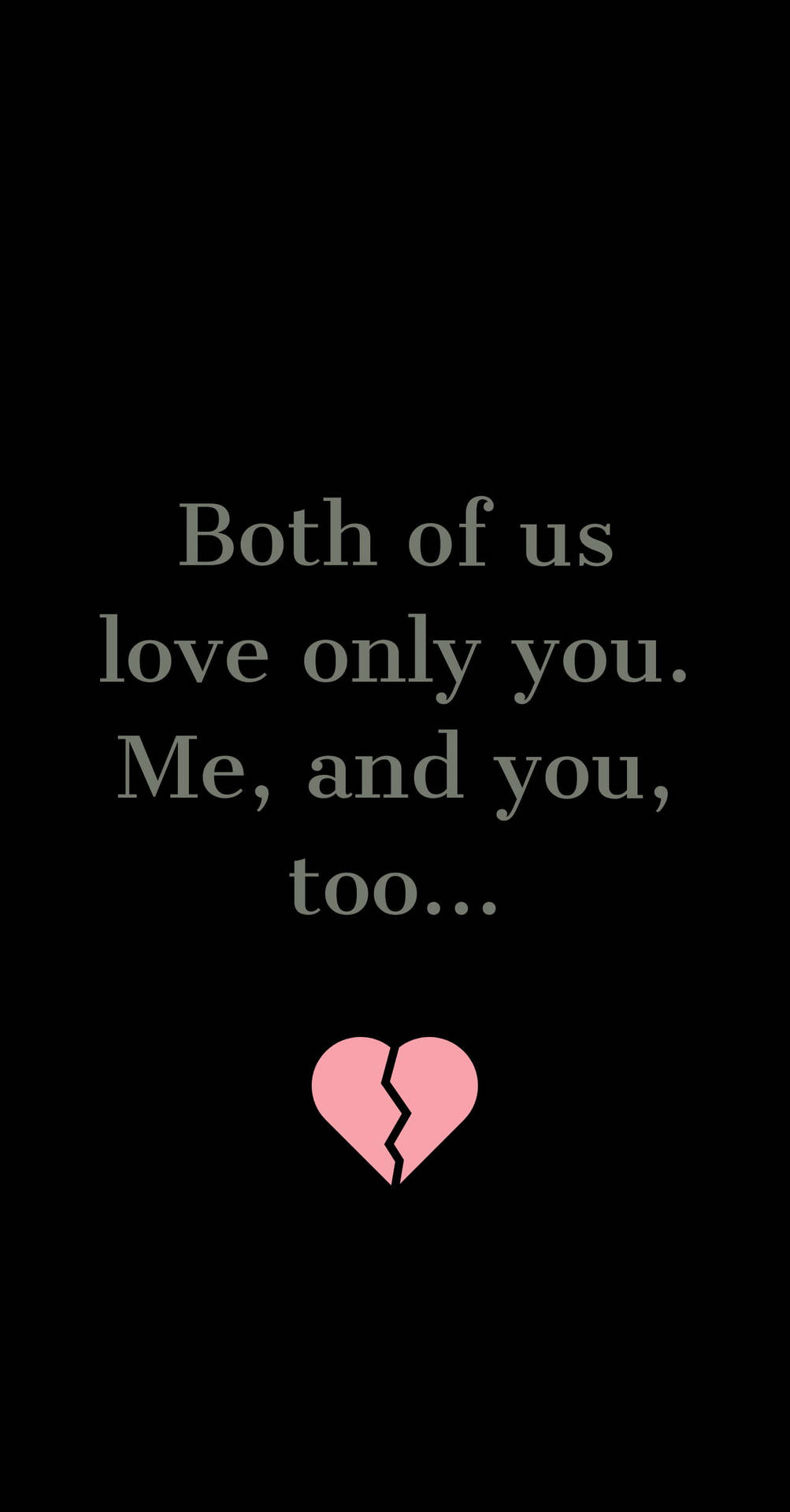 Et sort-hvidt mønster med et knust hjerte og et trist citat. Wallpaper