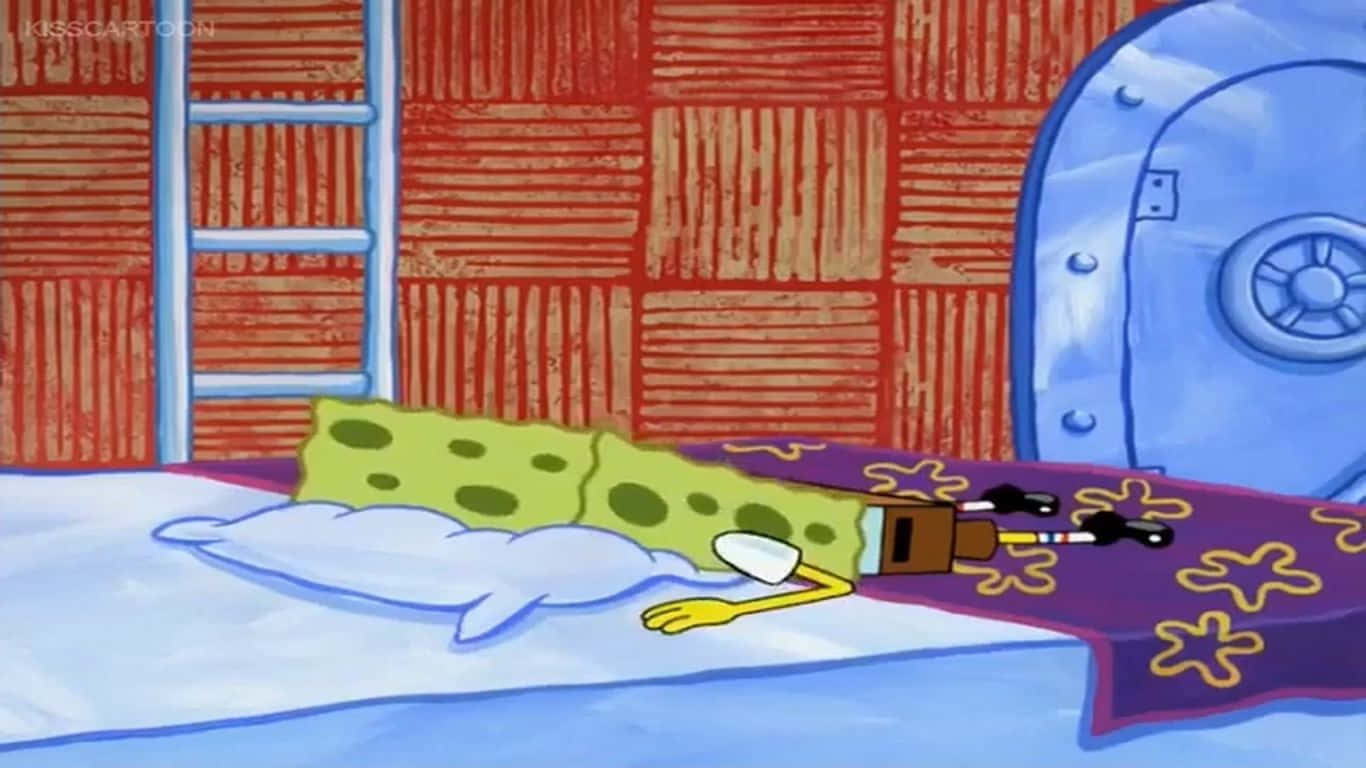 Sad Spongebob på sengen Wallpaper