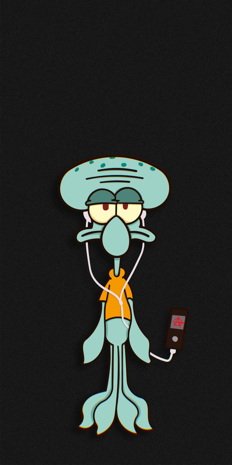 Sad Squidward Med Hovedtelefoner Wallpaper